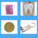 Tooth Fairy Door Hanger, Wooden Tooth Fairy Money Holder with Tooth Coins for Lost Tooth Kids Gifts (Pink)