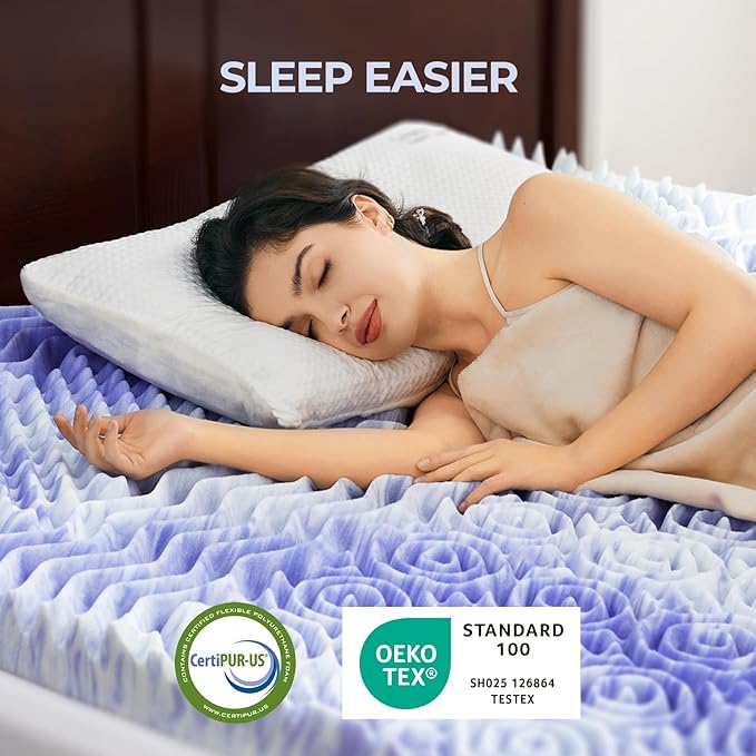 Dreamsmith 4 Inch 7-Zone Queen Memory Foam Mattress Topper, Cooling Gel Infused Foam Mattress Pad, Queen Size Bed, CertiPUR-US Certified