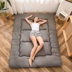 MAXYOYO Japanese Floor Mattress Futon Mattress, Thicken Tatami Mat Sleeping Pad Foldable Roll Up Mat for Boys Girls Dormitory Kids Floor Bed, Charcoal Grey, Twin