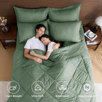 HEVUMYI Sage Green King Comforter Set - 7-Piece All Season Bed in a Bag King, Ultra Soft Bedding Set with Comforter, Flat Sheet, Fitted Sheet, Pillowcases, Pillow Shams, Sage Green