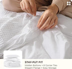Bedsure Cotton Duvet Cover Set - 100% Cotton Waffle Weave Bright White Duvet Cover Oversized King Size, GentleSoft™ and Breathable Bedding Set for All Season, 3 Pieces, 120"x98"