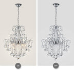 WUZUPS Crystal Chandelier 5-Light Pendant Ceiling Light Modern Lighting Fixture for Bedroom Hallway Bar Kitchen Bathroom, H 22.6'' x W 19.2'', E12 Base, Chrome