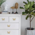 Butterfly Cabinet Knobs,6 Pieces Butterfly Knobs Single Hole Pulls Handles Decorative Door Cabinet Drawer Cupboard Furniture Door Wardrobe (Gold)