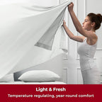 Mellanni Split King Sheets Set - 5 PC Iconic Collection Bedding - Hotel Luxury, Extra Soft, Cooling Bed Sheets - Wrinkle, Fade, Stain Resistant (Split King, Ivory)