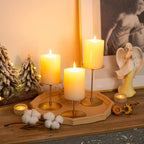 Pillar Candle Holders Candelabra Gold - Set of 12 Bulk Candle Stand Iron Plate Minimalism Modern Home Mantel Dinning Table Decorations Centerpiece for Wedding, Party, Housewarming, Events