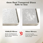 24x36 Inch Brushed Nickel Bathroom Mirror, Brushed Silver Metal Framed Wall Mirror, Rounded Corner Rectangle Vanity Mirror, Tempered Glass, Anti-Rust, Shatterproof (Horizontal/Vertical)