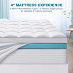 MASVIS Full Size Dual Layer 4 Inch Memory Foam Mattress Topper, 2 Inch Gel Memory Foam and 2 Inch Cooling Pillow Top Mattress Pad Cover for Back Pain, Medium Support