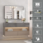 40x24 Inch LED Bathroom Mirror with Lights, Black Metal Framed LED Mirror for Bathroom, 3 Colors and Stepless Dimmable Wall Mounted Lighted Bathroom Vanity Mirror, Anti-Fog, Memory