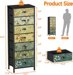 Furnulem Tall Dresser for Bedroom with 7 Fabric Drawers, Vintage Dressers & Chest of Drawers, Vertical Storage Tower Organizer Unit Retro Bedside Furniture in Closet,Living Room,Nusery,Dorm,Entryway