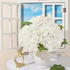 MARTINE MALL 2Pcs 21in Hydrangea Artificial Flowers, Latex Real Touch Hydrangeas Lifelike Large Hydrangea Flowers for Home Decor Party Arrangements Wedding Bouquets Centerpieces (White)