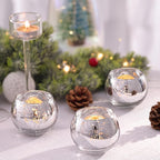 Volens Round Silver Votive Candle Holders, Mercury Glass Tealight Candle Holder Set of 12