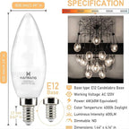 hansang 8 Pack E12 Candelabra LED Light Bulbs 4000K Natural Daylight, Small Base Type B Light Bulb for Chandelier, 6W 60Watt Equivalent, B11 Ceiling Fan Light Bulbs, 600LM, Non-dimmable