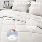 Love's cabin California King Comforter Set Off White, 7 Pieces California King Bed in a Bag, All Season Bedding Sets with 1 Comforter, 1 Flat Sheet, 1 Fitted Sheet, 2 Pillowcase and 2 Pillow Sham