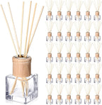 Roshtia 30 Set Reed Diffuser Bottle Empty Refillable Fragrance Glass Diffuser Bottles with Wooden Caps Rattan Sticks 50ml 1.7 oz Glass Jars for DIY Fragrance