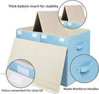 popoly Large Toy Box Chest with Lid, Collapsible Sturdy Toy Bin Storage Organizer Boxes Baskets for Kids, Boys, Girls, Nursery, Playroom, 25"x13" x16" (Linen Blue)