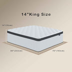 King Size Mattress, 14 Inch King Size Memory Foam Mattress in A Box for Comfort Sleep & Pain Relief, CertiPUR-US Certified, Medium Firm Mattresses