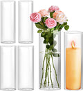 Hurricane Candle Holder,Open Ended Glass Candleholder Multiple Size Choices,Clear Cylinder Glass Candle Holder for Wedding Centerpieces, Home Decor(6 PCS,H:12" D:4")
