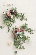 Ling's moment 2PCS Artificial Floral Swags Centerpieces Wedding Flower Rose Garland Greenery Arrangements for Sweetheart/Head Table Decor Wedding Car Wall Arch Garden Decor | Dusty Rose & Mauve