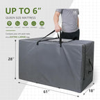Cuddly Nest Folding Mattress Storage Bag - Heavy Duty Carry Case for Tri-Fold Guest Bed (Fits 6" Queen Mattress,Grey)