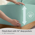 LuxClub 4 PC Full Sheet Set, Breathable Luxury Bed Sheets, Deep Pockets Wrinkle Free Cooling Bed Sheets Machine Washable Hotel Bedding Silky Soft - Light Teal Full
