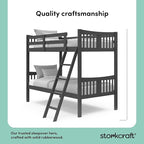 Storkcraft Caribou Bunk Bed Twin Over Twin Bunk Bed (Gray) - GREENGUARD Gold Certified, Twin Bunk Beds for Kids, Converts to 2 Individual Twin Beds, Bunk Beds for Kids