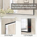 32x32 Inch LED Bathroom Mirror, Black Metal Framed Lighted Mirror for Bathroom, Wall Mouted LED Vanity Mirror with Lights, 3 Colors and Stepless Dimmable, Anti-Fog, Memory