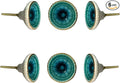 Perilla Home Set of 6 Ceramic Knobs Decorative Round Knobs for Home Kitchen Cabinet Vintage Hardware Cupboard Door Dresser Wardrobe Drawer Pulls (Turquoise)