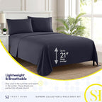 California King Sheet Sets - Breathable Luxury Sheets with Full Elastic & Secure Corner Straps Built In - 1800 Supreme Collection Deep Pocket Bedding, Sheet Set, EXTRA DEEP pocket - Cal King, Navy