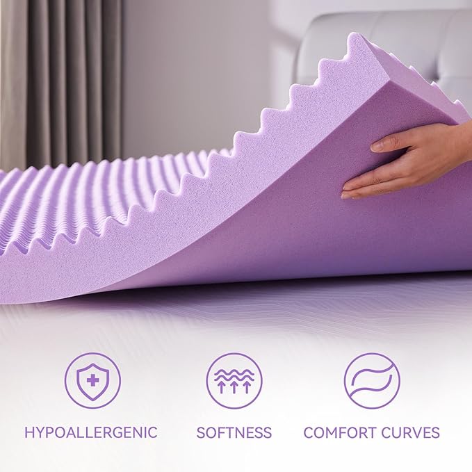 SINWEEK 1.5 Inch Egg Crate Memory Foam Mattress Topper Twin XL, Twin Extra Long Mattress Pads for College Dorm Single Bed, Pressure Relieve CertiPUR-US Certified, 39x80 Inches