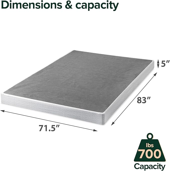 ZINUS 5 Inch California King Metal Smart Box Spring with Quick Assembly, Mattress Foundation, Strong Metal Frame, Easy Assembly