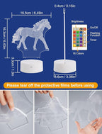 FULLOSUN Horse Gifts for Girl, Horse 3D Night Lights for Kids Illusion Lamp 16 Colors Changing with Remote Birthday Gifts for Child Baby Boy and Girl