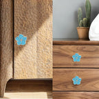 4 pcs Petal Handles Colorful Drawer Knobs Flower Petal Cabinet Dresser Knobs for Girl's Room Dresser Cupboard Drawer Wardrobe Decorative Furniture Knobs (Blue)