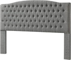 24KF Upholstered Tufted Button Linen Fabric Headboard,Comfortable Fashional Headboard King/CA King Size,Granite