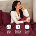 Twin 4 Piece Sheet Set - Comfy Breathable & Cooling - Ultra Soft Hotel Luxury Bedding Set w/ 8-16 Inch Deep Pockets - 1 Flat & 1 Fitted Sheet & 2 Pillowcases - Wrinkle Free and Easy Care - Burgundy