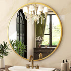 HARRITPURE Round Mirror 36 Gold Wall Mounted Circle Mirrors Vanity Mirror with Brushed Aluminum Alloy Frame Modern Decoration for Bathroom, Living Room, Vanity, Bedroom, Entryway