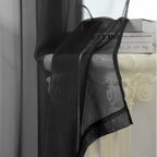 HUTO Black Sheer Curtains 84 Inches Long for Living Room Rod Pocket Voile Window Drapes for Bedroom,2 Panels