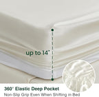 Love's cabin Twin XL Satin Sheet Sets - 3 Piece Ivory Silky Bed Sheets with Deep Pockets, Luxury Silk Feel Satin Sheet Set Twin XL (1 Flat Sheet,1 Fitted Sheet,1 Pillow case)