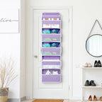 Univivi 5-Shelf Over The Door Hanging Organizer, Back of Door Organizer with 5 Compartments 6 Side Pockets for Baby Bedroom and Bathroom Storage (Purple)