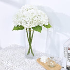 Waipfaru 21" Real Touch White Hydrangea Artificial Flowers with Long Stem & Leaves, Full Latex Faux Hydrangea Flowers for Home Party Decor Floral Arrangements Wedding Bouquets Centerpieces, 2Pcs