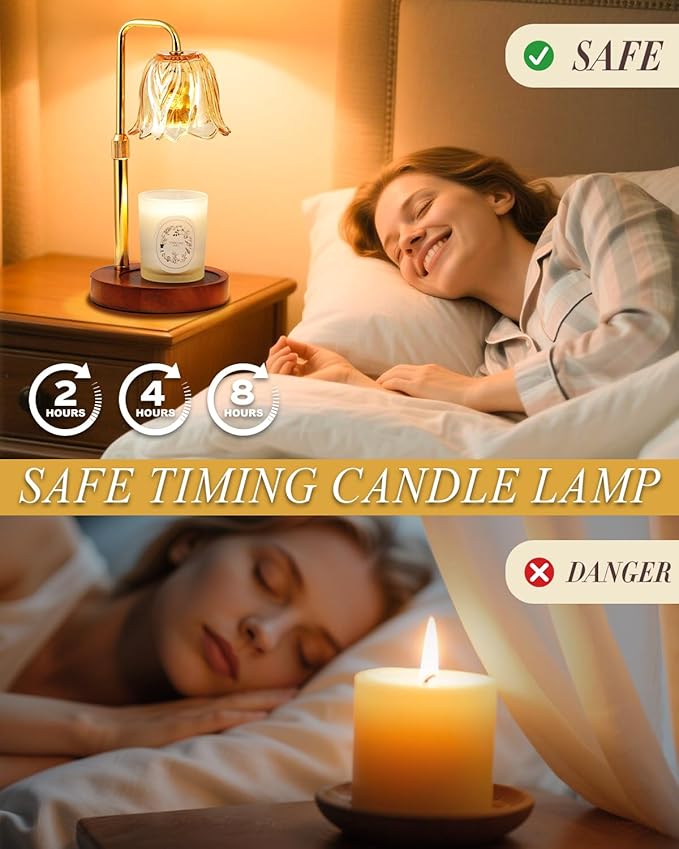 Flower Candle Warmer Lamp with Timer Dimmable, Candle Warming Lamp Height Adjustable, Birthday Gifts for Women Mom, Candles Warmer Light for Jar Candles, Christmas Gifts, House Warming Gifts New Home