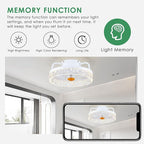 White Ceiling Fans with Lights and Remote - Low Profile Flush Mount Ceiling Fans - 13” Modern Bladeless Enclosed Ceiling Fans with Led Light and Stepless Dimming, White Small Ceiling Fan for Bedroom