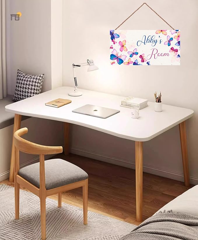 Personalized Colorful Butterfly Sign For Girls Room Boys Bedroom Door Decor Custom Name Baby Nursery Kids Room Wood Wall Plaque for Little Man Cave