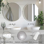 White Round Mirror, White Circle Mirror 24 inch, Matte Metal Frame Round Mirrors, Circle Mirrors for Bathroom, Living Room, Bedroom, Hallway.