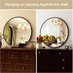 HARRITPURE Round Mirror 18 Black Wall Mounted Circle Mirrors Vanity Mirror with Brushed Aluminum Alloy Frame Modern Decoration for Bathroom, Living Room, Vanity, Bedroom, Entryway