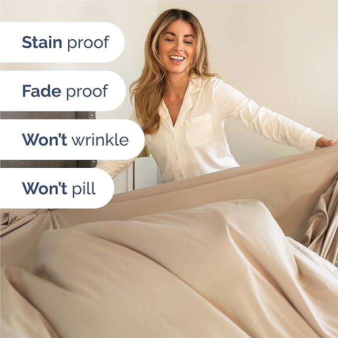 Split King Bed Sheet Set - 7 Piece Split King Bed Sheet Set - Soft Hotel Luxury Bedding - Cooling, Comfy & Breathable - 1 Flat & 1 Fitted & 4 Pillowcases w/ Deep Pockets - Wrinkle & Fade Free - Cream