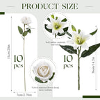 Hotop 20 Pcs Artificial Flowers Velvet Realistic Roses and Latex Lilies Flowers Bouquet Decorations Arrangements for Home Table Centerpieces Independence Day(White, White)