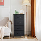 Sweetcrispy Dresser for Bedroom with 4 Drawers, Storage Drawers, Skinny Fabric Storage Tower, Tower Organizer Unit, Chest of Drawers with Wooden Top for Closet, Living Room, Entryway