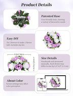 BLOSMON Lilac Flowers Balls for Centerpieces: 10 Pcs Purple White Fake Roses Flower for Wedding Table - Artificial Silk Kissing Bouquet Floral Arrangement Center for Home Party Event Decor