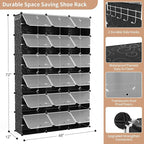 ROJASOP Portable Shoe Rack Organizer, 72 Pairs Covered Shoe Rack Shoe Organizer for Closet Entryway 12-Tier Shoe Storage Cabinet Space Saver Closed Shoe Organizer Cabinet with Doors