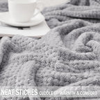 Exclusivo Mezcla Fleece Bed Blanket Queen Size, Super Soft and Warm Blankets for Couch, Sofa and Bed Waffle Textured, Cozy, Fuzzy and Lightweight (Light Grey, 90x90 Inches)
